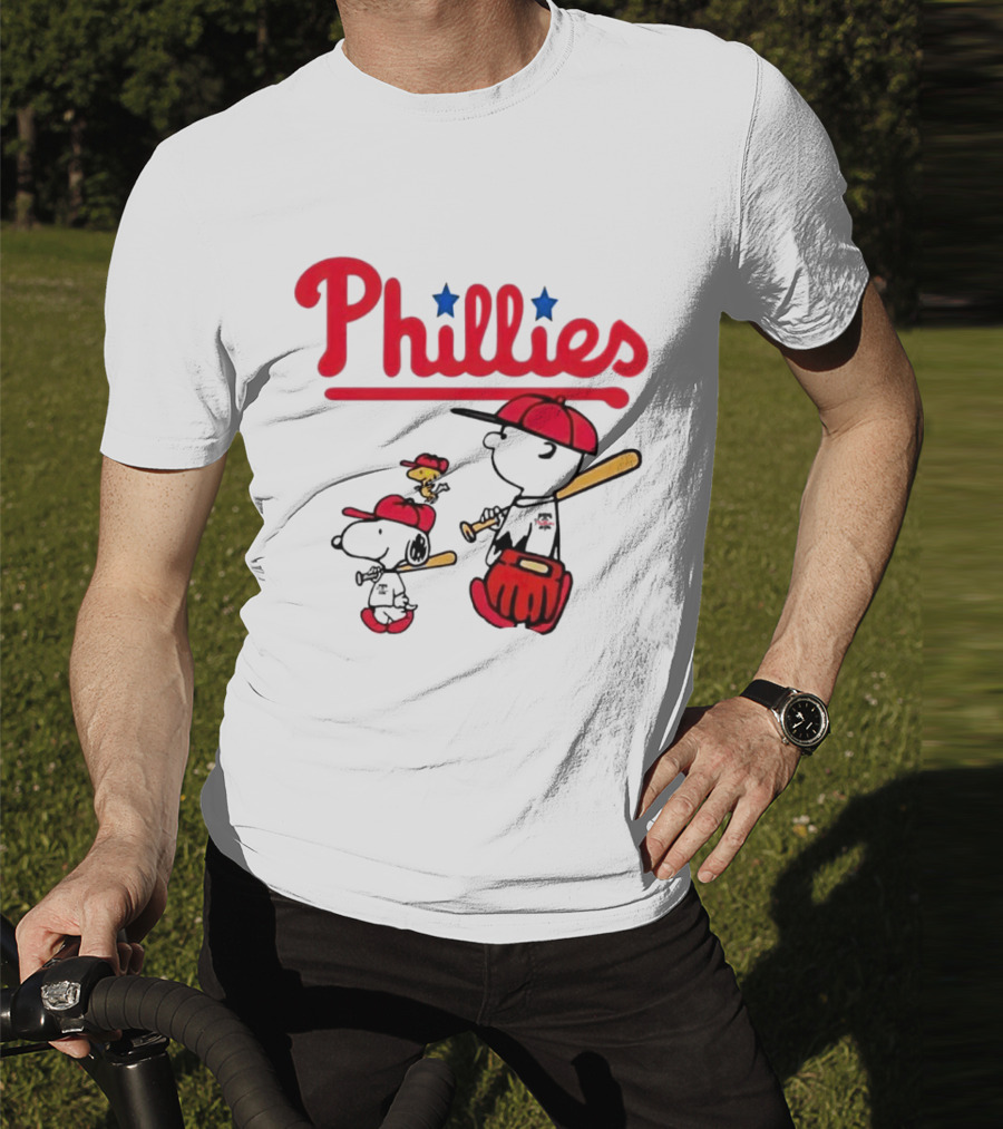 Phillies Snoopy Woodstock Charlie Brown Peanuts Baseball T-Shirt