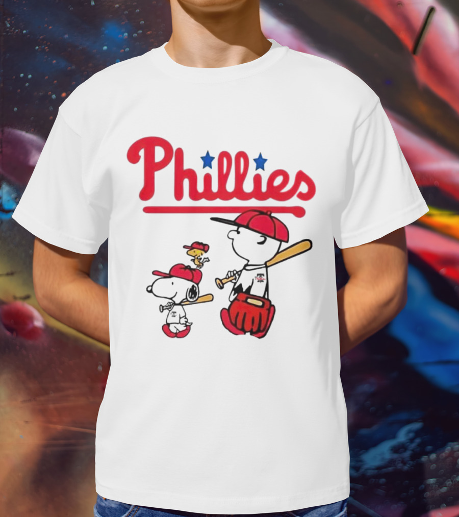 Phillies Snoopy Woodstock Charlie Brown Peanuts Baseball T-Shirt