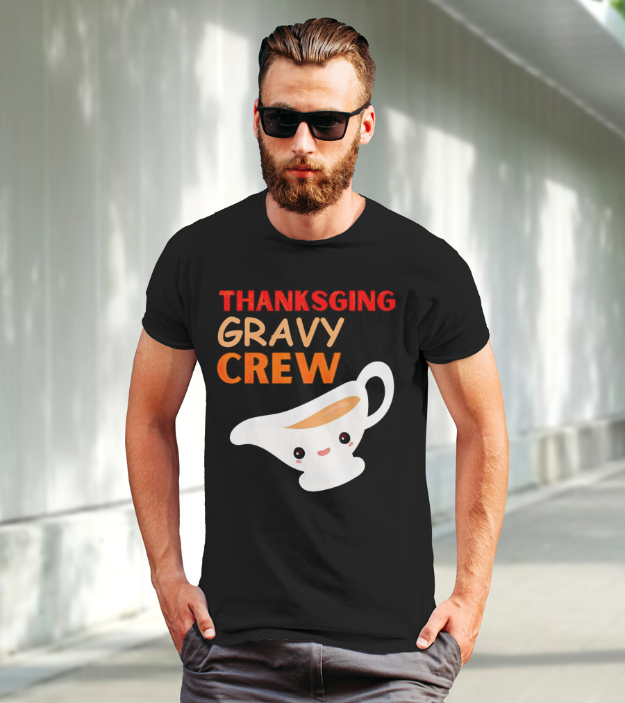 Thanksgiving Gravy Crew Smiling Saucy Boat T-Shirt