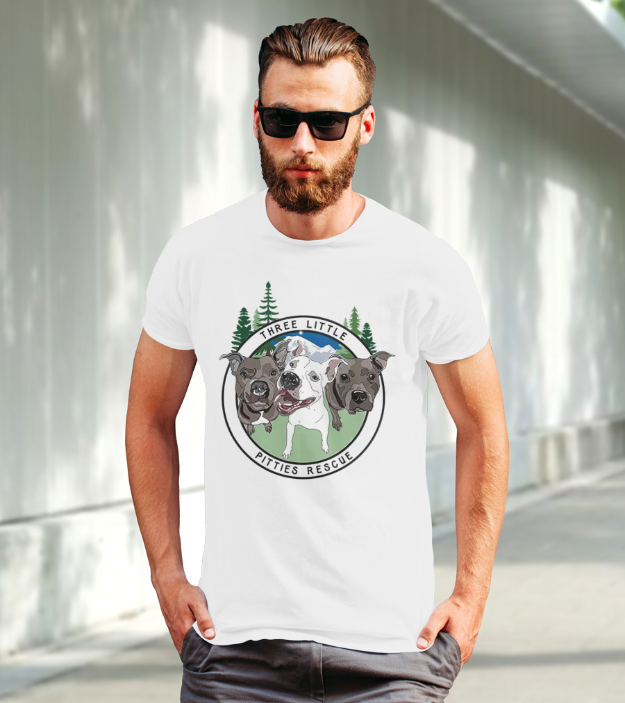 Three Little Pitties Rescue Forest Trio Dogs T-Shirt