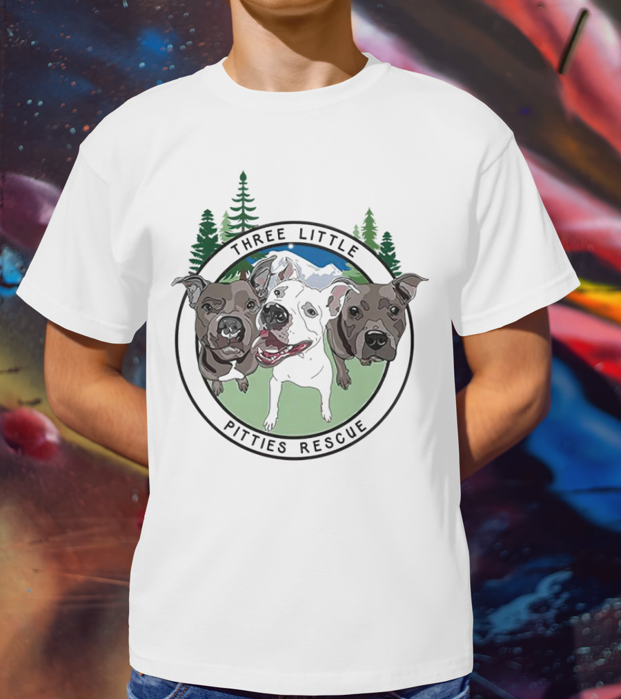 Three Little Pitties Rescue Forest Trio Dogs T-Shirt