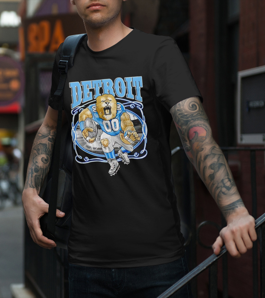 Detroit Lions Football 00 Mascot Running T-Shirt