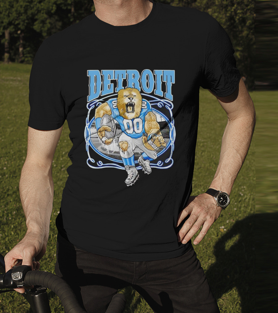 Detroit Lions Football 00 Mascot Running T-Shirt