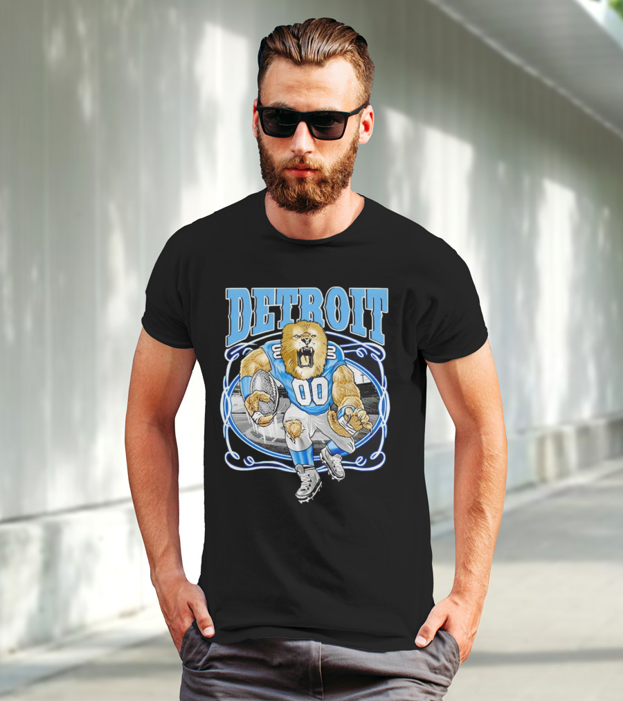Detroit Lions Football 00 Mascot Running T-Shirt