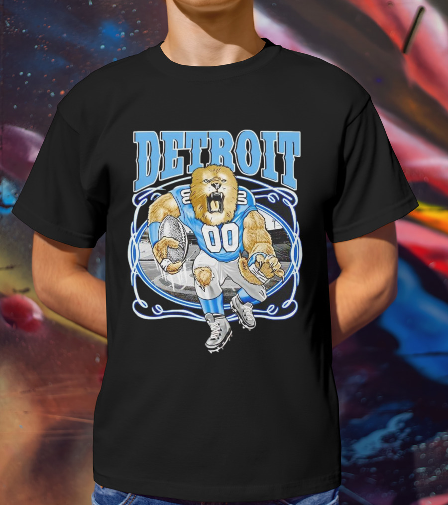 Detroit Lions Football 00 Mascot Running T-Shirt