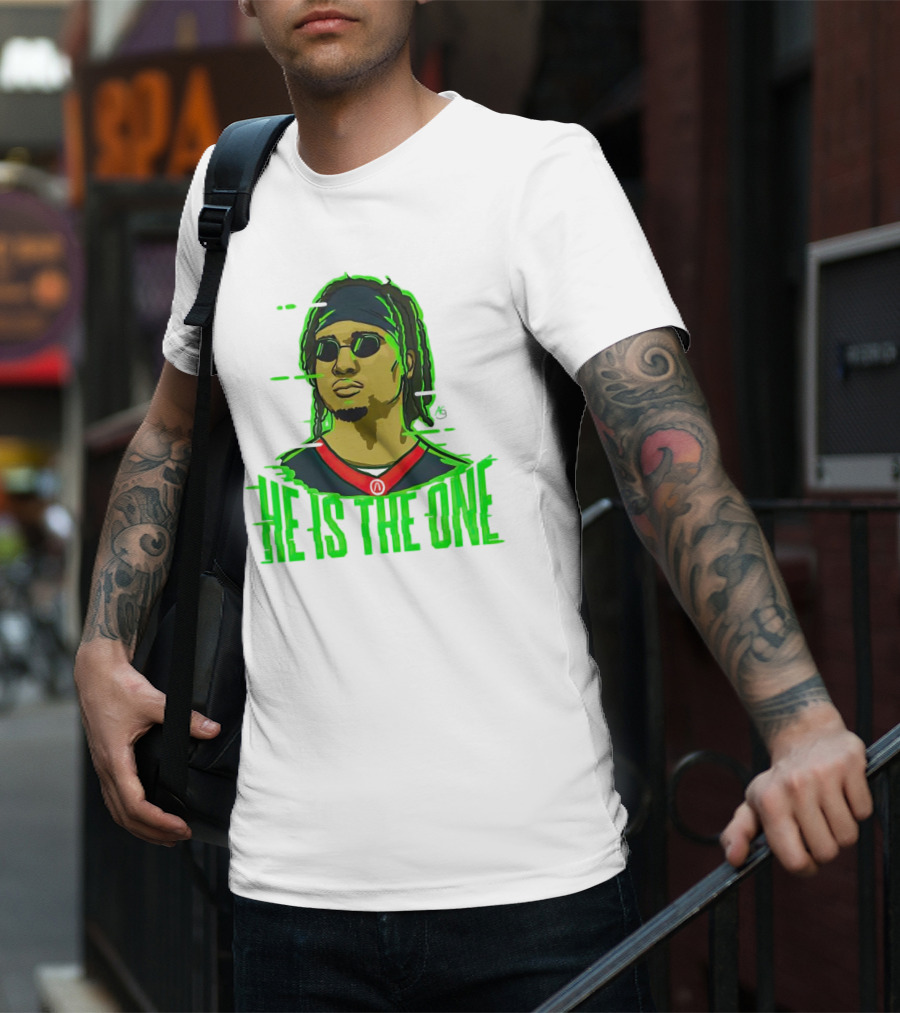 He Is The One Cryptic Neon Style Cartoon T-Shirt