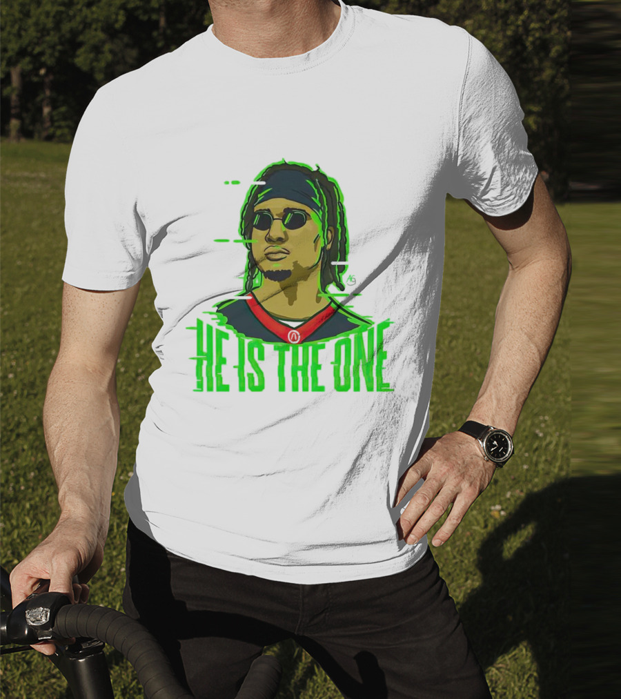 He Is The One Cryptic Neon Style Cartoon T-Shirt