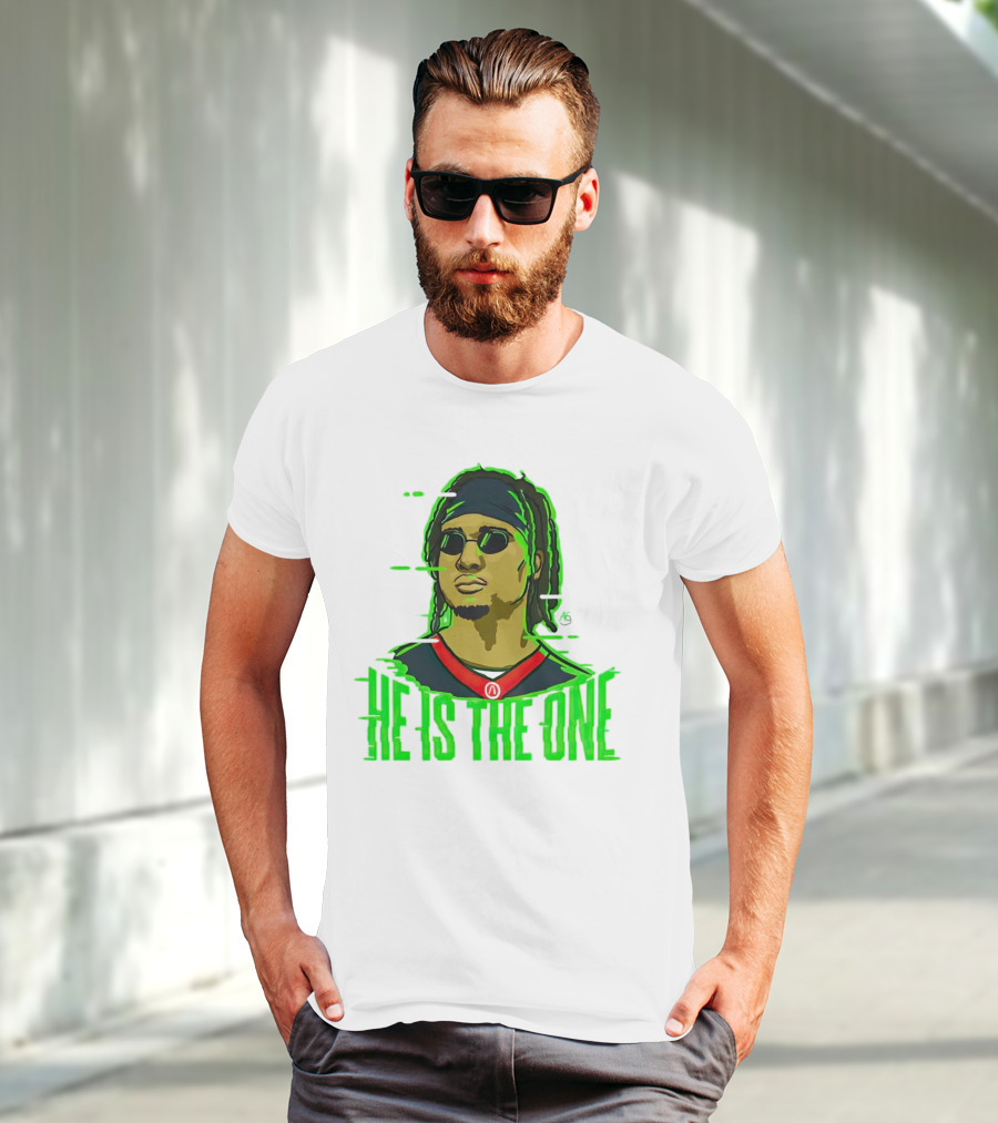 He Is The One Cryptic Neon Style Cartoon T-Shirt