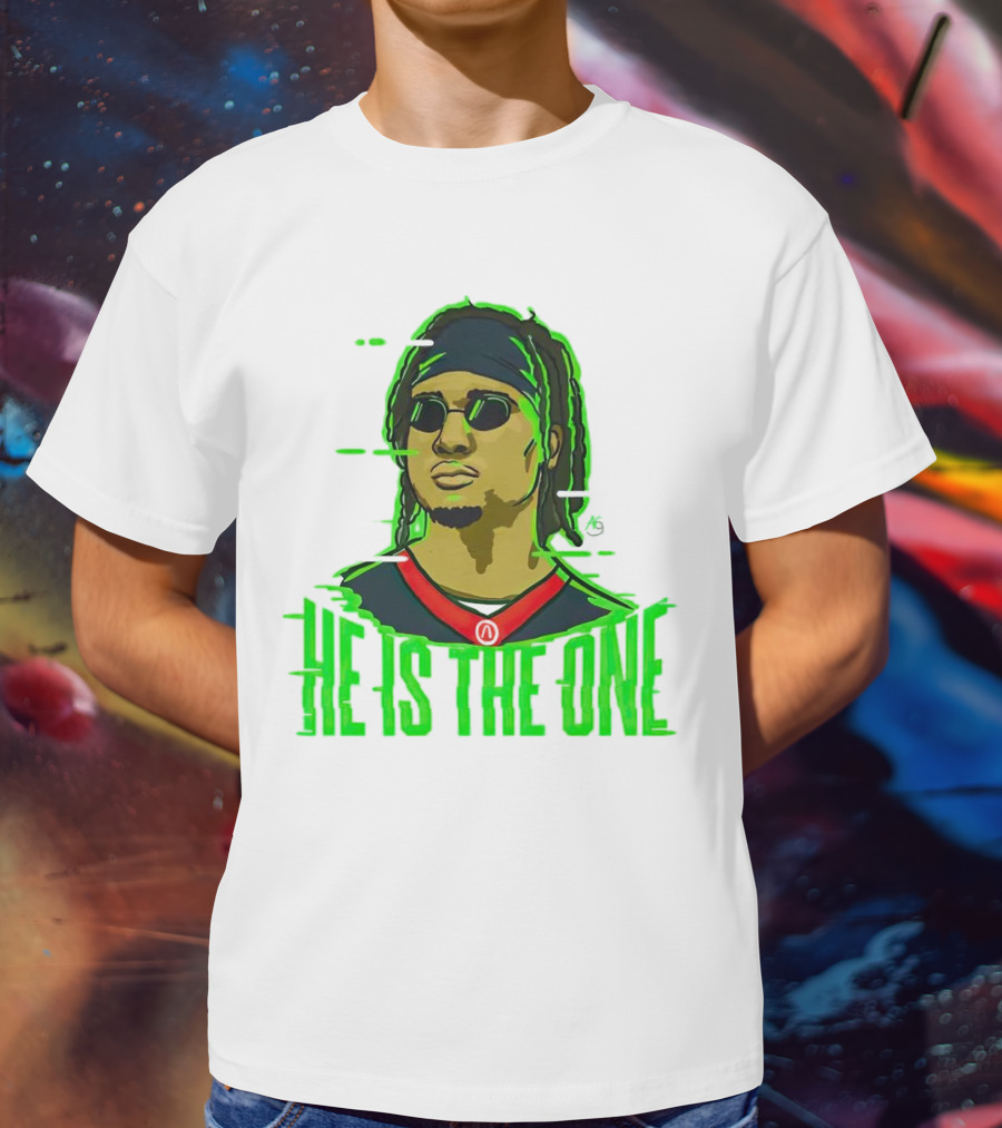 He Is The One Cryptic Neon Style Cartoon T-Shirt