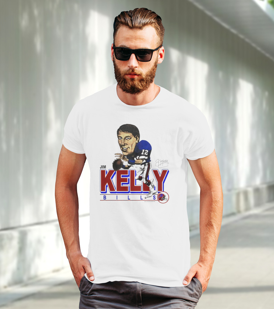 JIM KELLY BUFFALO BILLS SIGNATURE CARICATURE KELLY BILLS T-Shirt