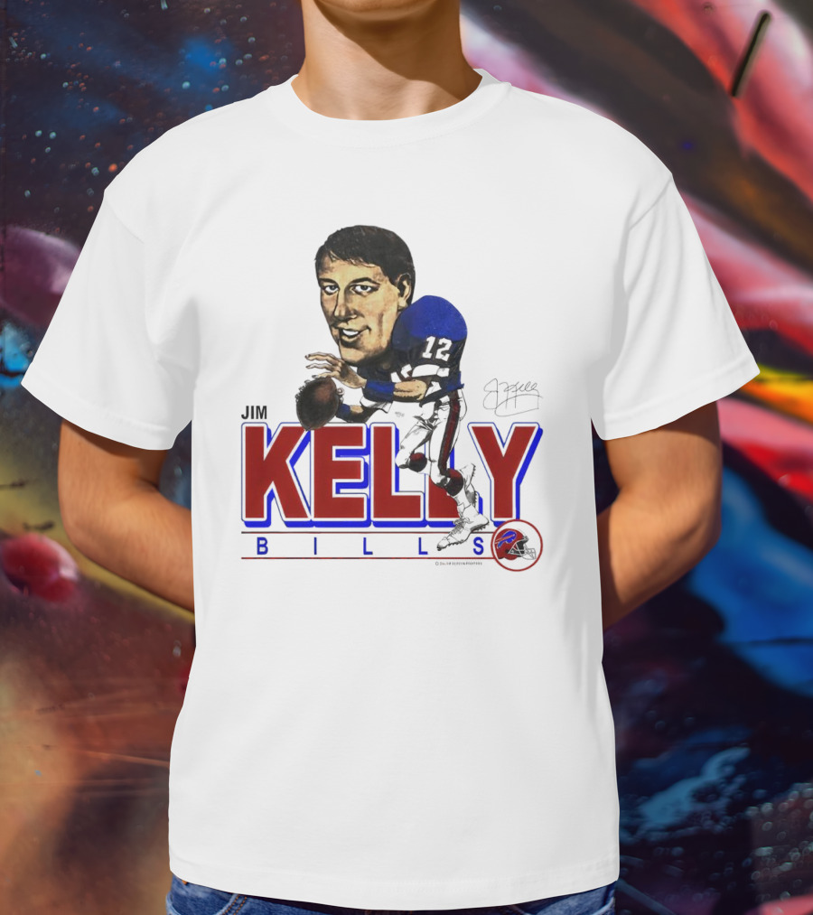 JIM KELLY BUFFALO BILLS SIGNATURE CARICATURE KELLY BILLS T-Shirt