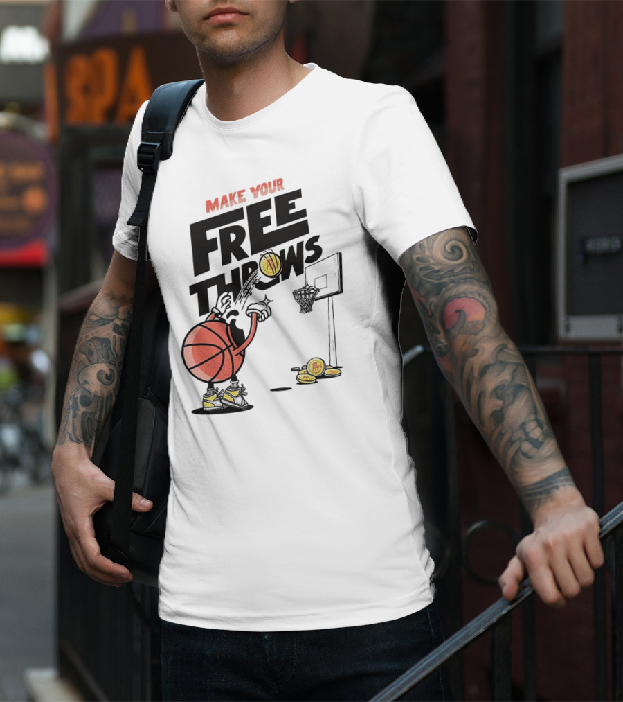 Make Your Free Throws Basketball Cartoon Coin Scoring T-Shirt