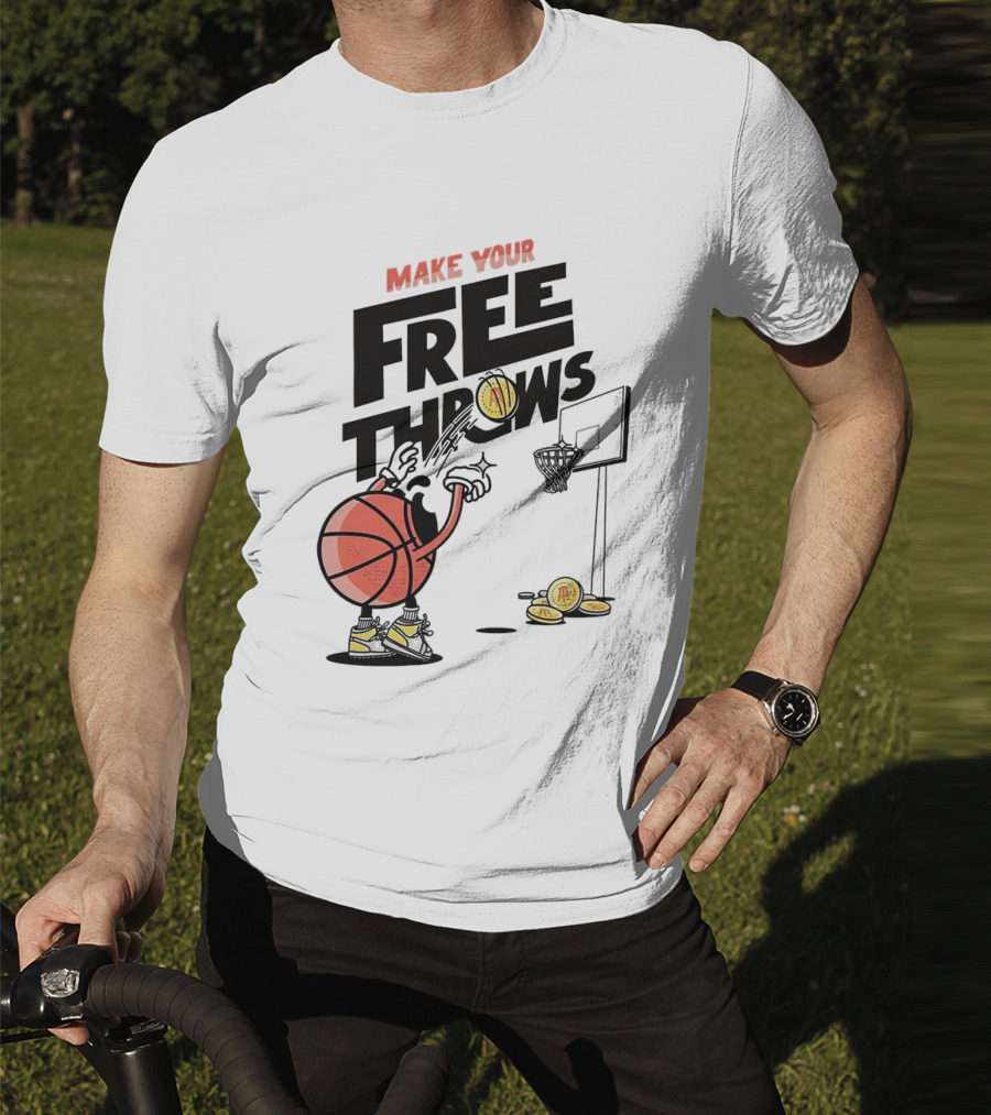 Make Your Free Throws Basketball Cartoon Coin Scoring T-Shirt