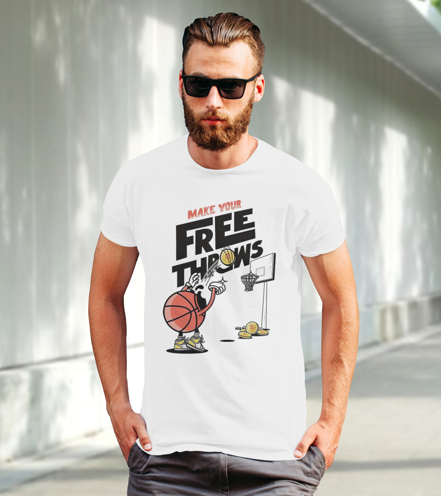 Make Your Free Throws Basketball Cartoon Coin Scoring T-Shirt