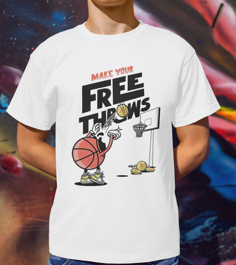 Make Your Free Throws Basketball Cartoon Coin Scoring T-Shirt