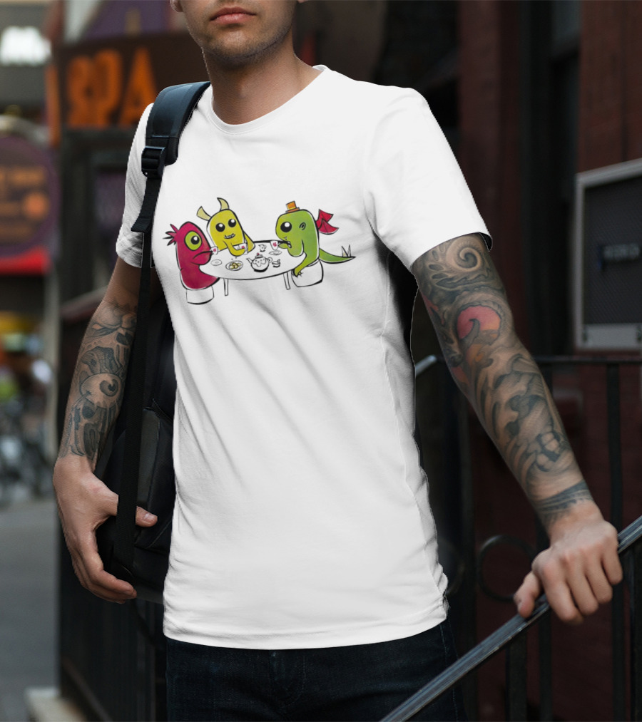 Monster Tea Party At Table With Cookies And Teacups T-Shirt