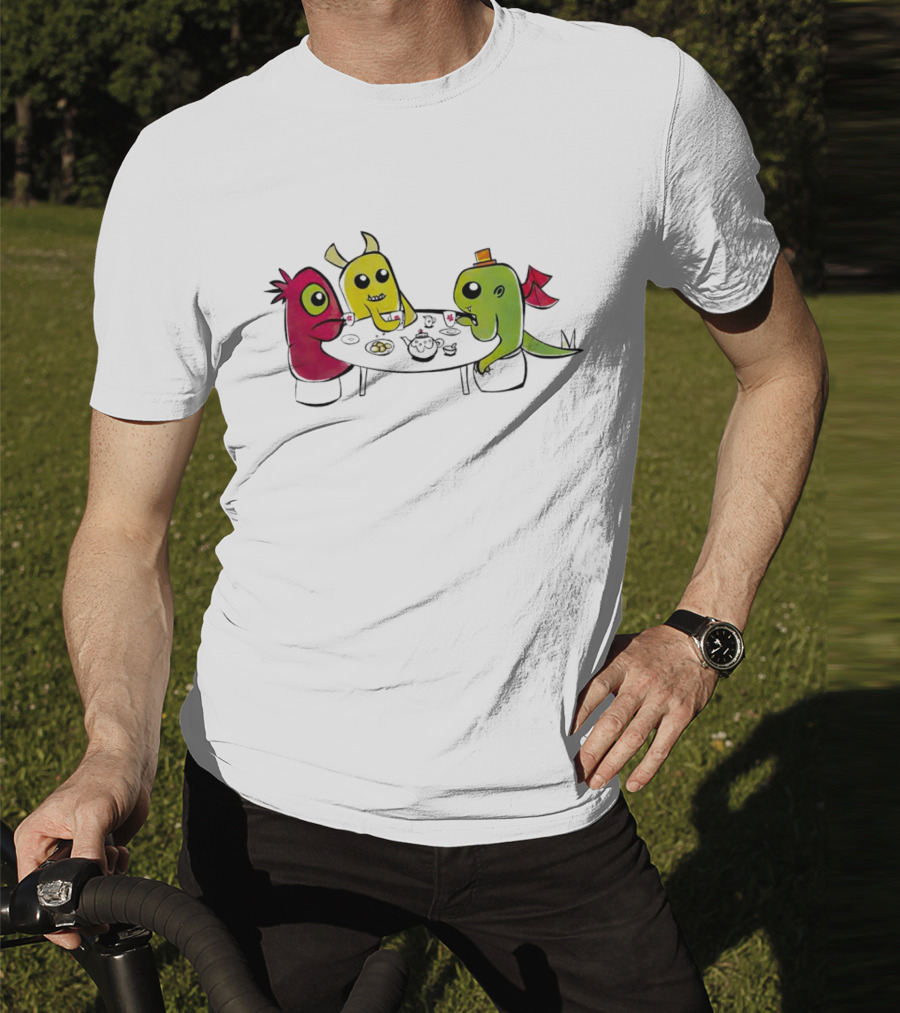 Monster Tea Party At Table With Cookies And Teacups T-Shirt