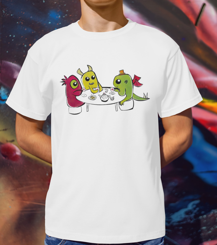 Monster Tea Party At Table With Cookies And Teacups T-Shirt