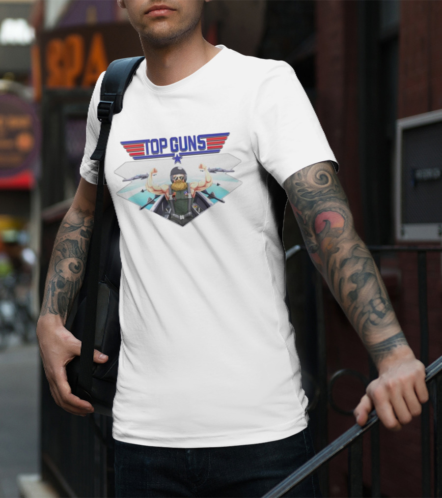 Papaswolio Top Guns Aviator Flex With Jet Background T-Shirt