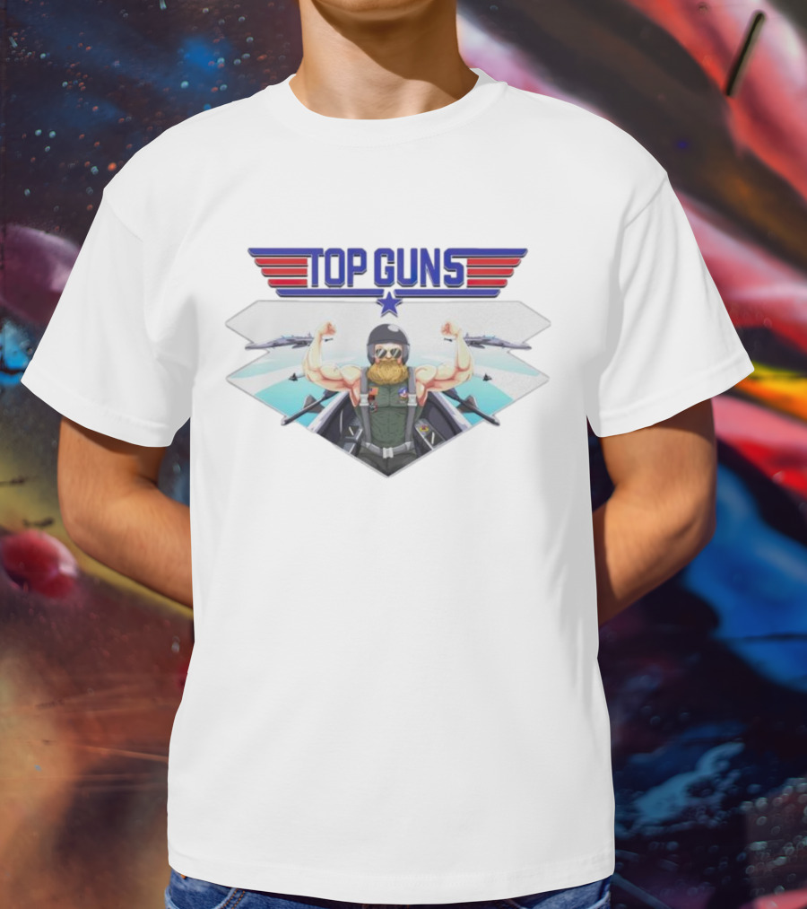 Papaswolio Top Guns Aviator Flex With Jet Background T-Shirt