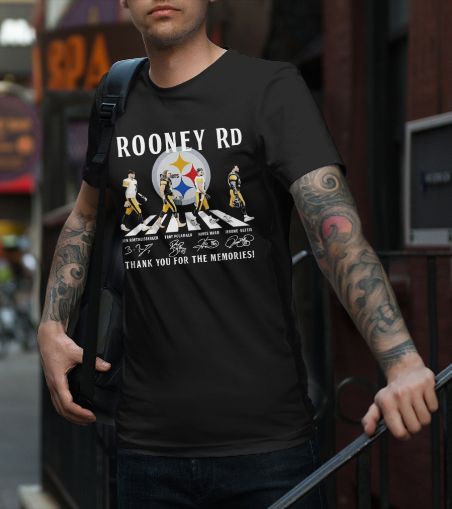 Rooney Rd Pittsburgh Steelers Ben Roethlisberger Troy Polamalu Hines Ward Jerome Bettis Thank You For The Memories Signatures T-Shirt
