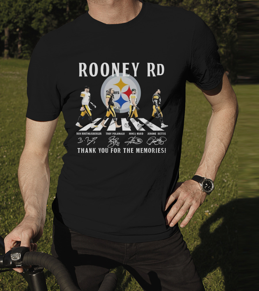 Rooney Rd Pittsburgh Steelers Ben Roethlisberger Troy Polamalu Hines Ward Jerome Bettis Thank You For The Memories Signatures T-Shirt