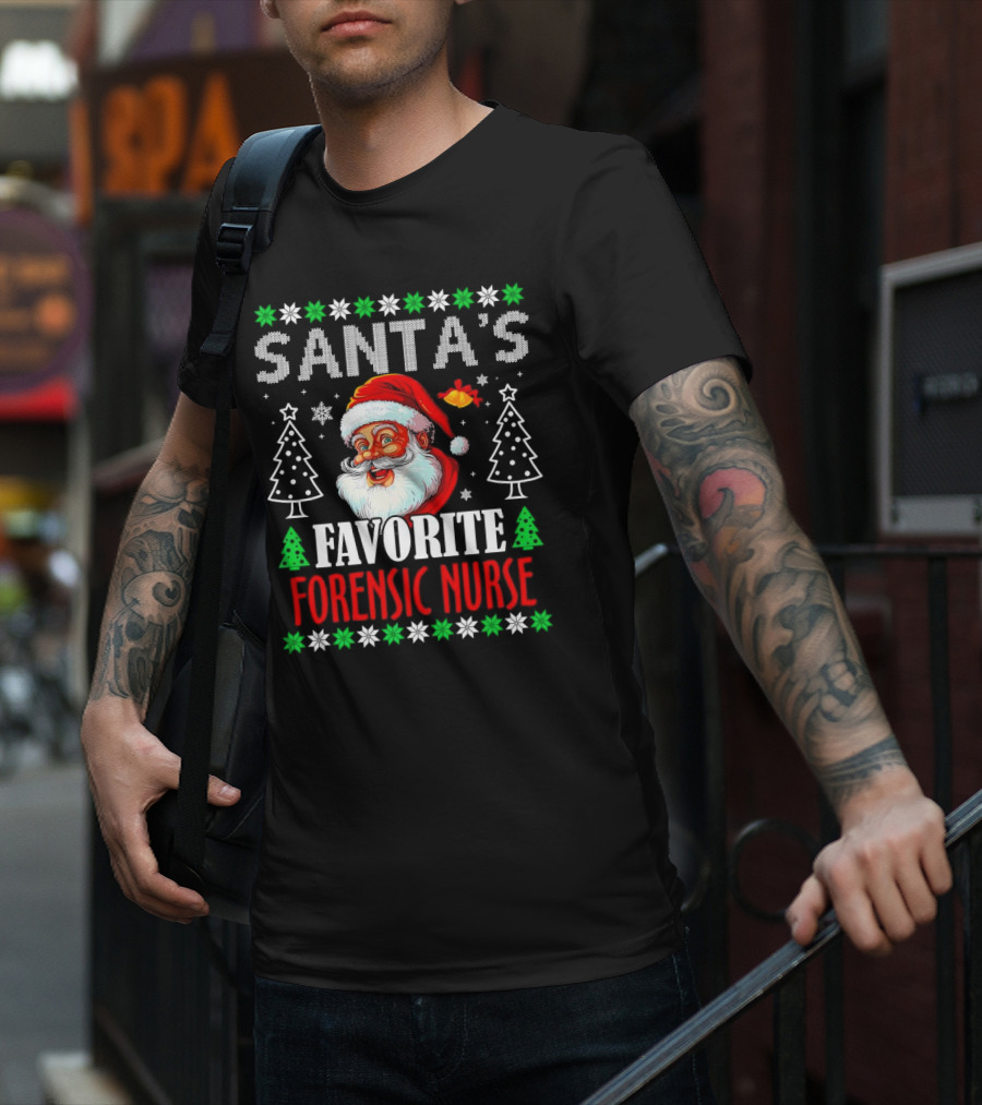 Santa's Favorite Forensic Nurse Christmas Holiday T-Shirt