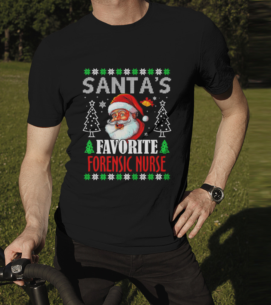 Santa's Favorite Forensic Nurse Christmas Holiday T-Shirt