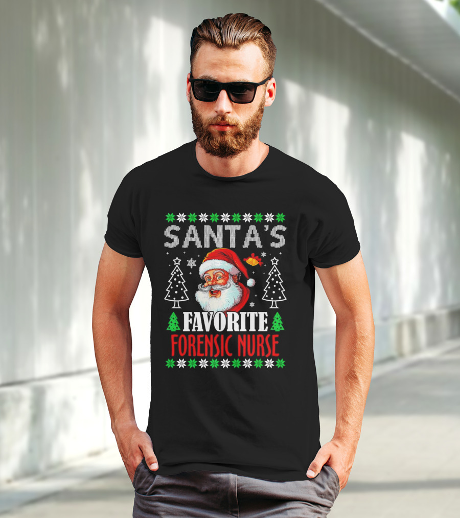Santa's Favorite Forensic Nurse Christmas Holiday T-Shirt