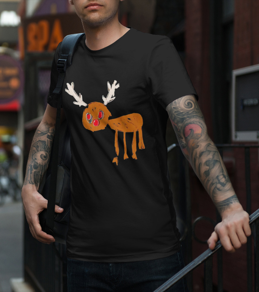 Reindeer Ugly Holiday Rudolf Drawing T-Shirt