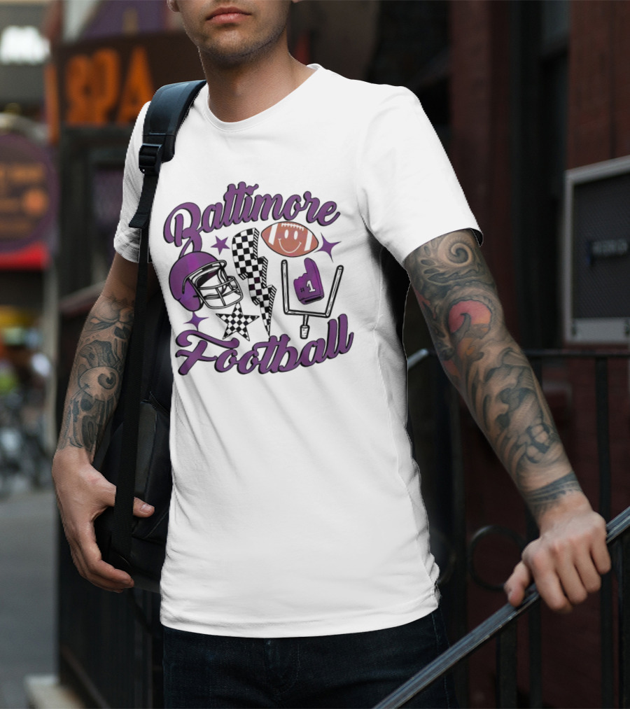 Baltimore Football NFL Team Helmet Smile Number One T-Shirt