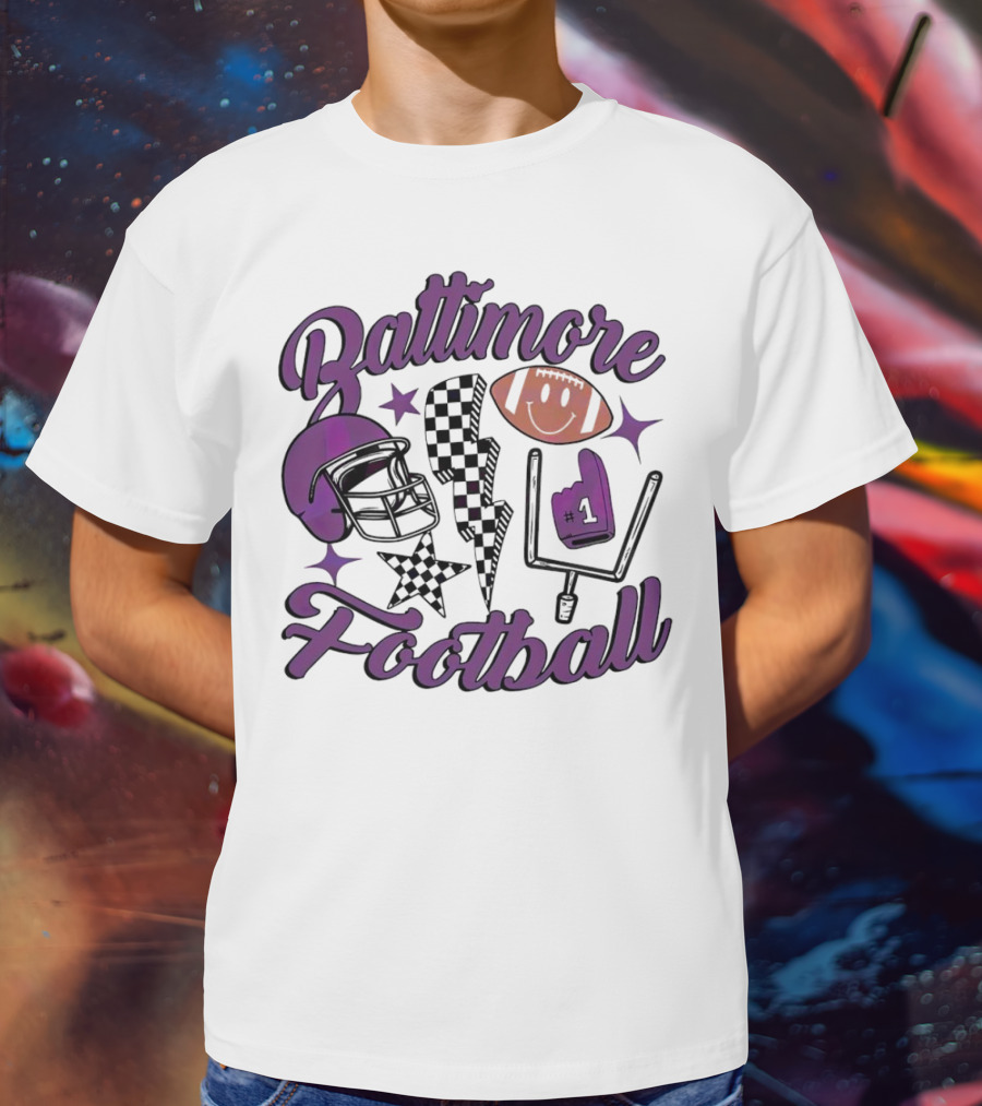 Baltimore Football NFL Team Helmet Smile Number One T-Shirt