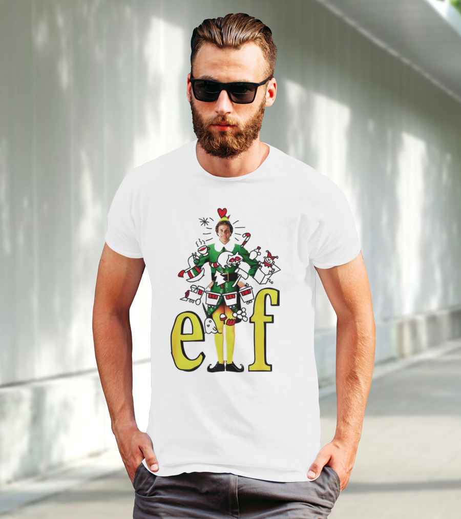 Elf Movie Inspired Christmas Sketch Design Featuring Iconic Character T-Shirt