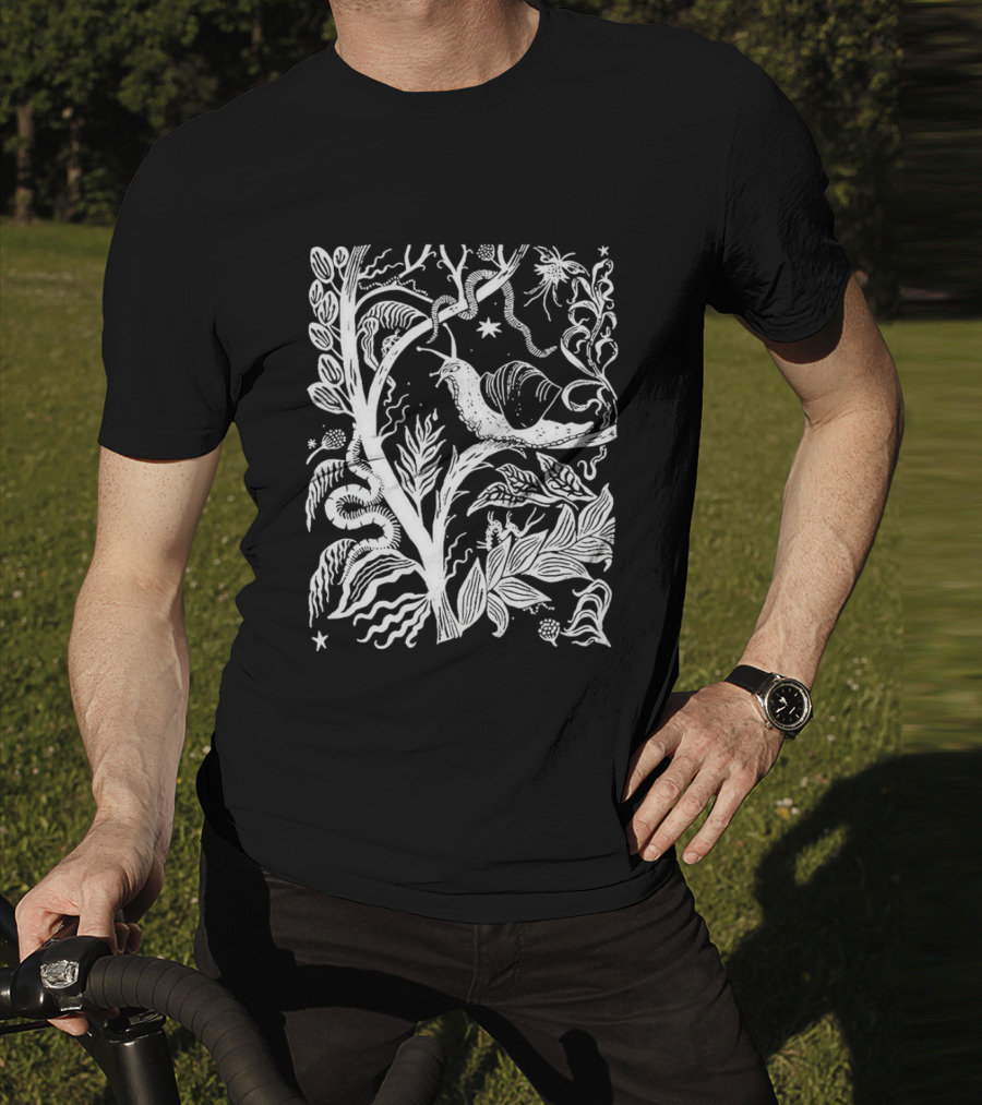 Elispencer November Enchanted Forest Snail Motif T-Shirt