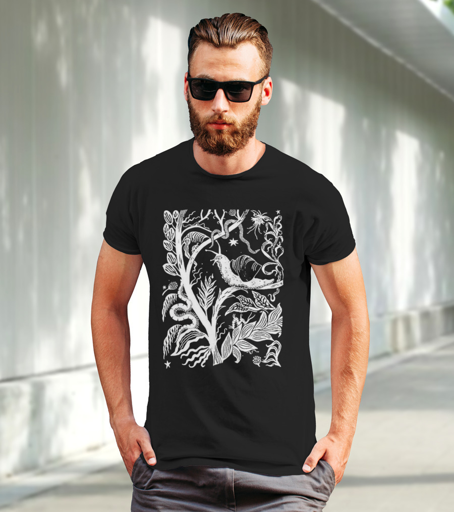 Elispencer November Enchanted Forest Snail Motif T-Shirt