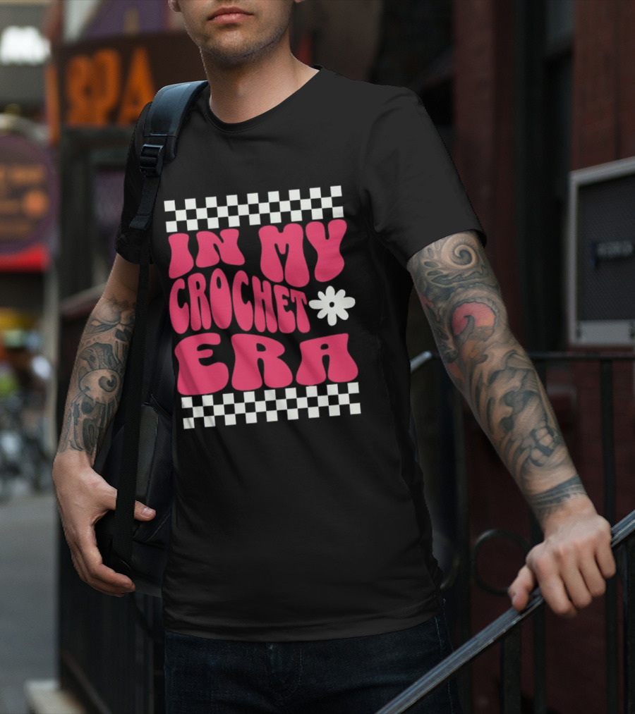 In My Crochet Era Checkerboard Flower Power T-Shirt