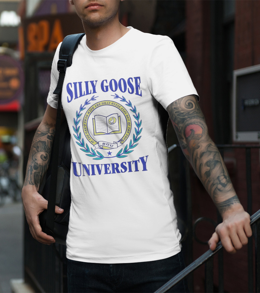 Silly Goose University Educated With The Silly Goose Stay Out Of The Pond T-Shirt