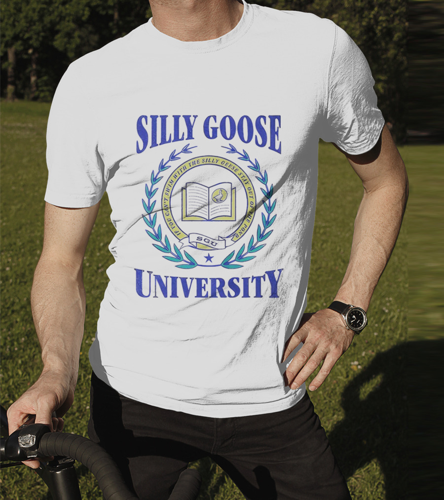 Silly Goose University Educated With The Silly Goose Stay Out Of The Pond T-Shirt
