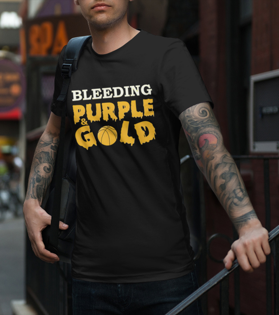 Bleeding Purple And Gold Basketball T-Shirt