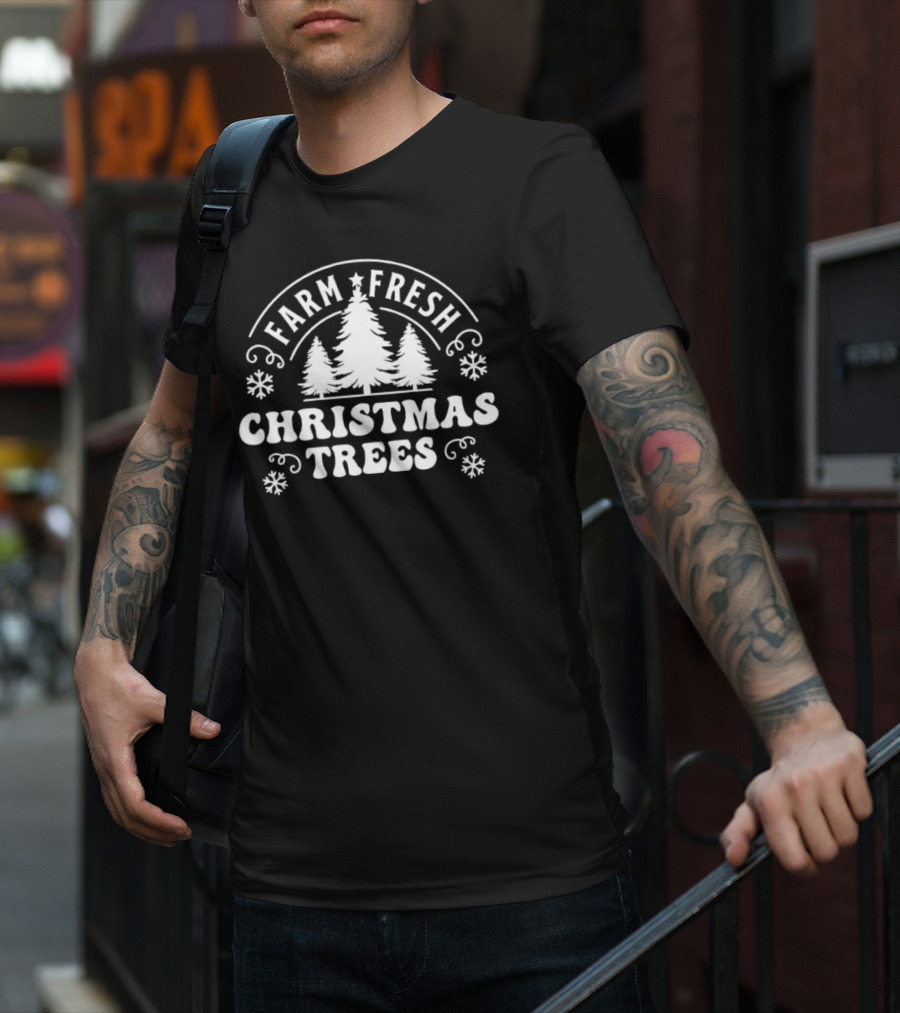 Farm Fresh Christmas Trees Snowflakes Pines T-Shirt