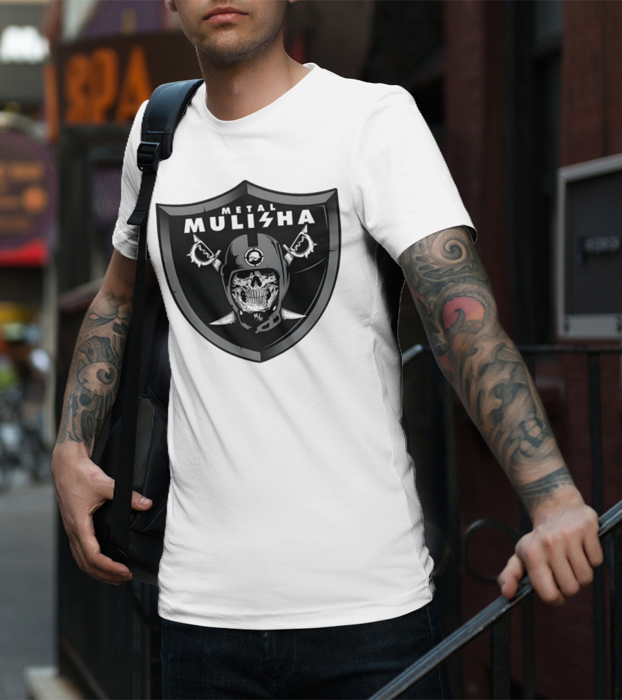 Las Vegas Raiders Skull Metal Mulisha Shield Halloween Helmets Swords T-Shirt