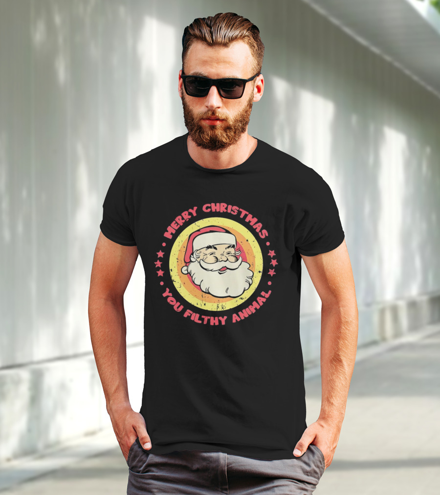 Merry Christmas You Filthy Animal Santa T-Shirt