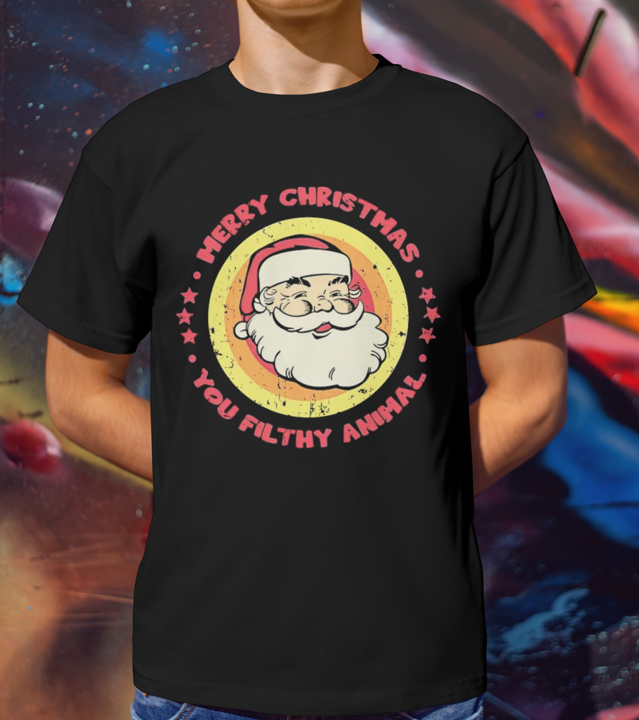Merry Christmas You Filthy Animal Santa T-Shirt