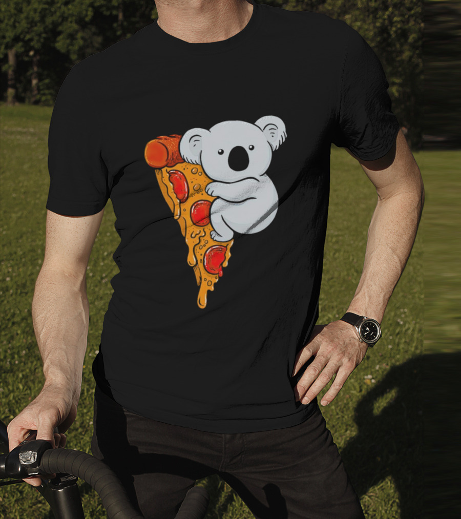 Koala Hugging Pizza Slice Cartoon T-Shirt