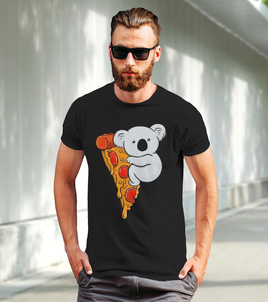 Koala Hugging Pizza Slice Cartoon T-Shirt