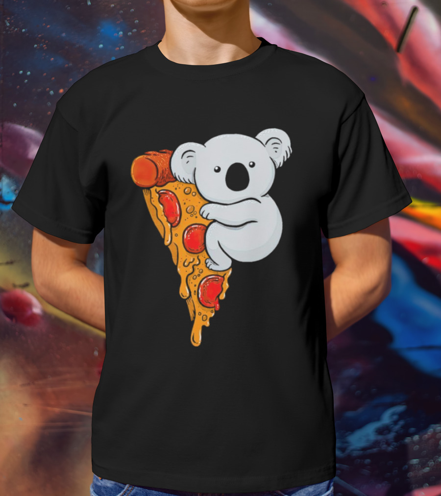 Koala Hugging Pizza Slice Cartoon T-Shirt