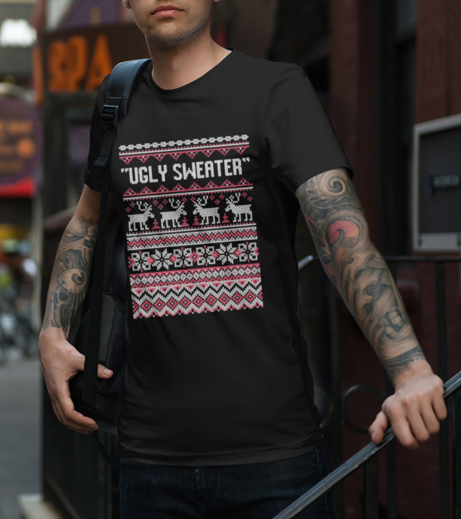 Ugly Sweater Christmas Reindeer Snowflake T-Shirt