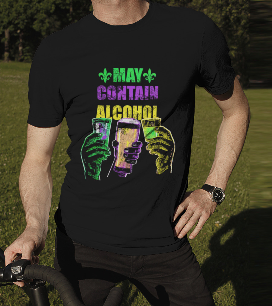 May Contain Alcohol Fleur-de-Lis Colorful Drink Glasses T-Shirt