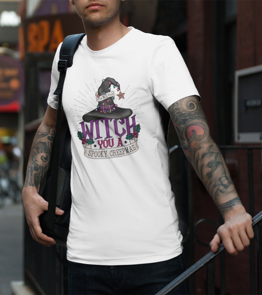 We Witch You A Spooky Creepmas Christmas Magic Hat Holiday T-Shirt