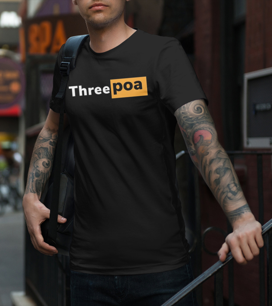 Threepoa Hub Classic Style Text Bold Minimalist Contrast T-Shirt